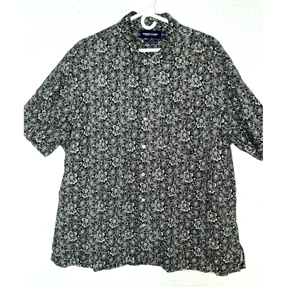 Polo Golf Ralph Lauren Clayton Hawaiian Camp Shirt Men XL Floral Linen Cotton